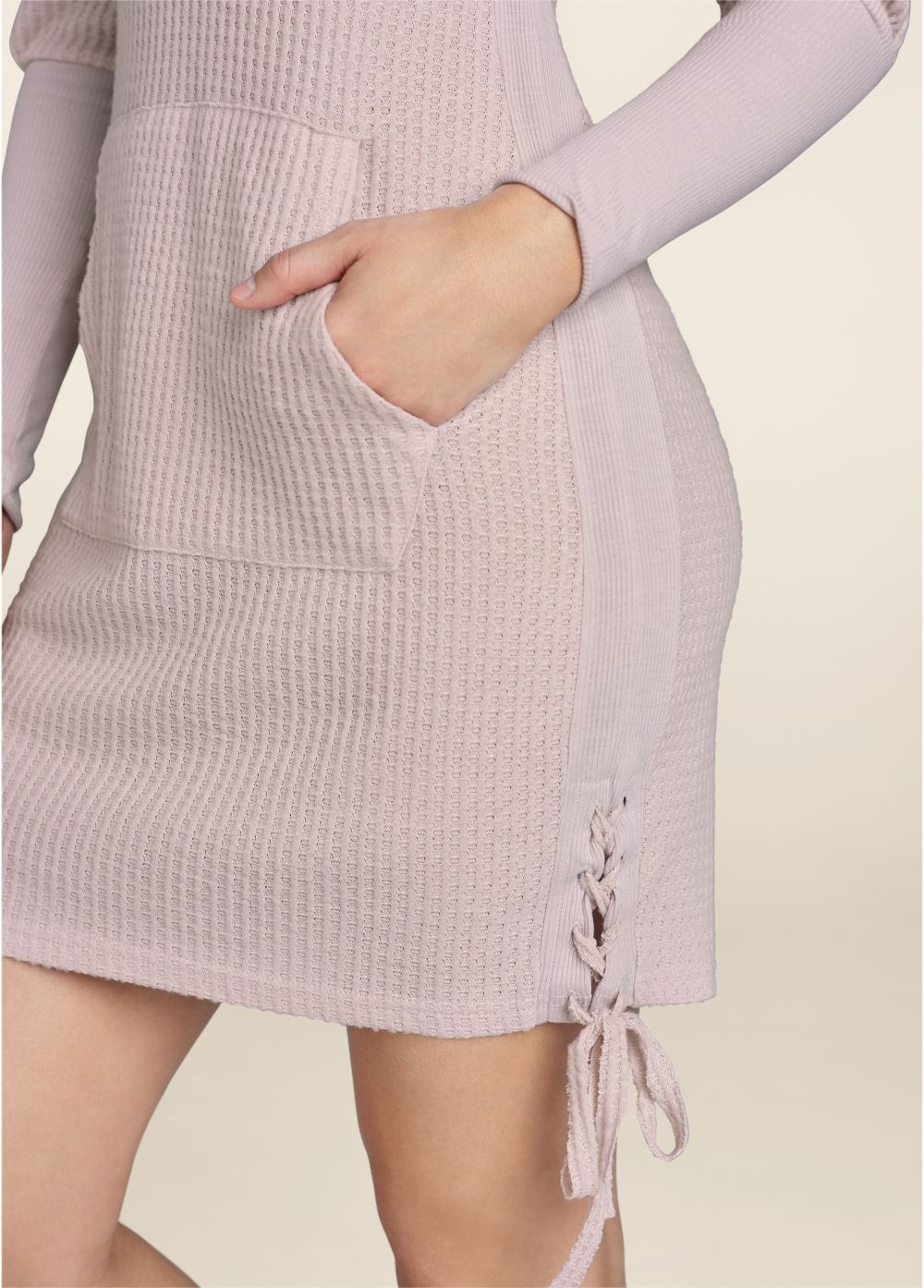 Venus Plus Size Brushed Waffle Knit Dress in Pink
