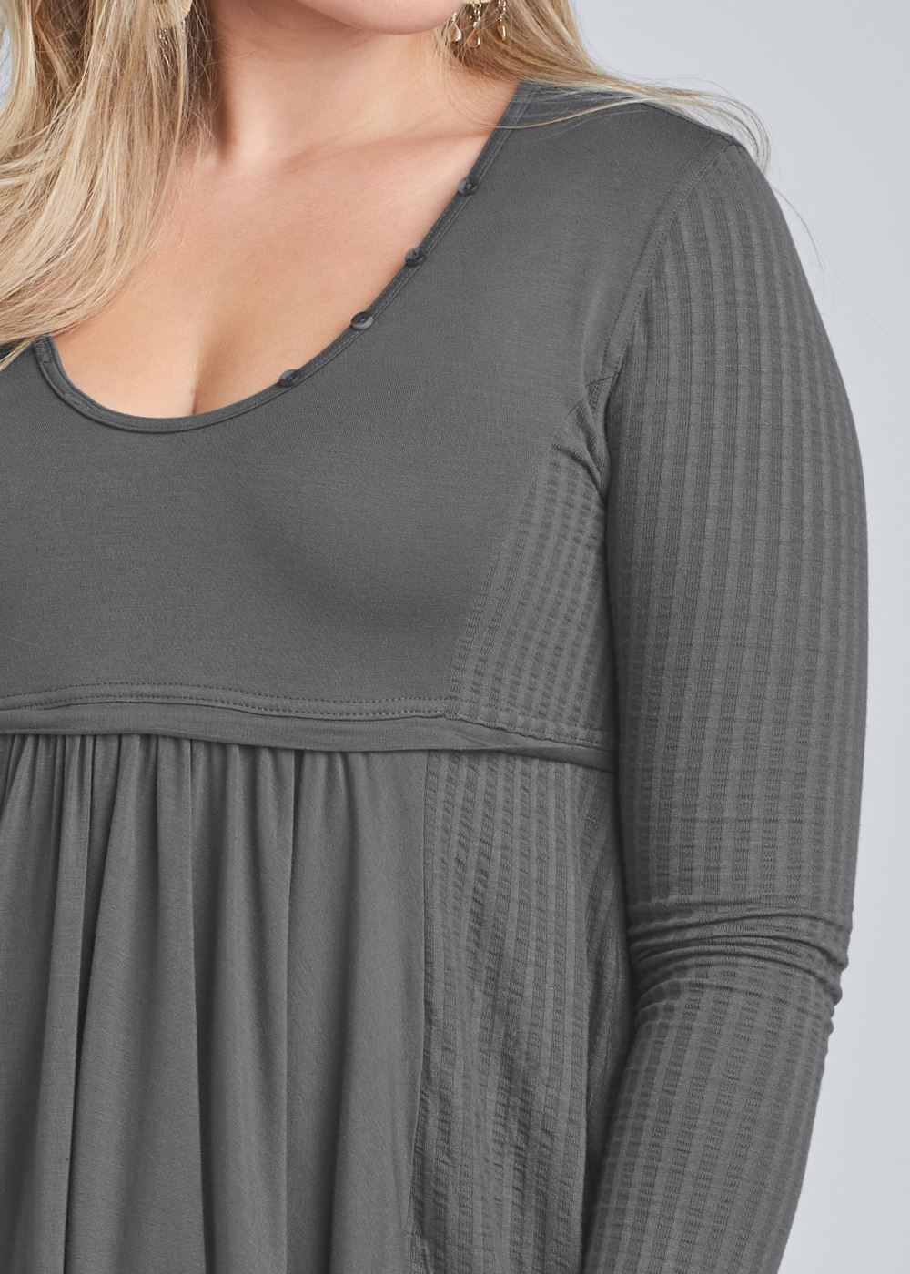 Venus Plus Size High-Low Ribbed Casual Top