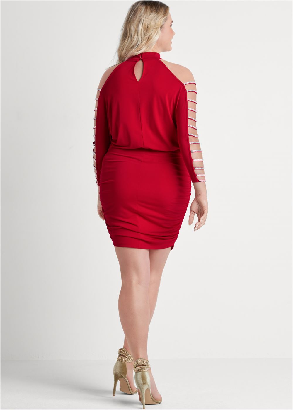 Venus Plus Size Embellished Cold-Shoulder Dress