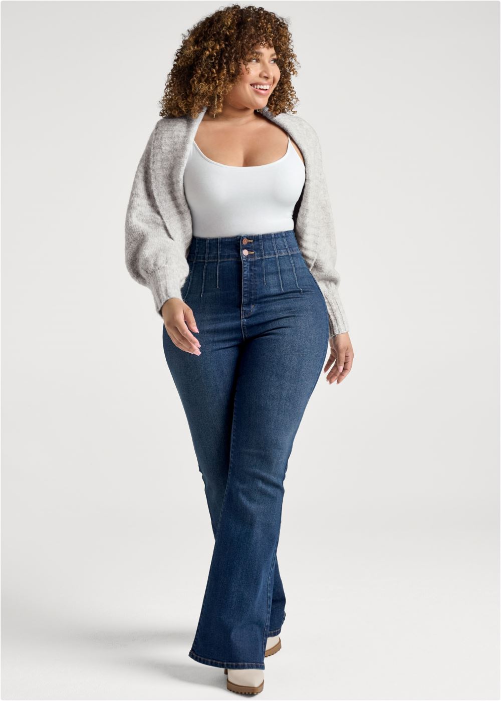 Venus Heather Grey RIBBED KNIT SHRUG