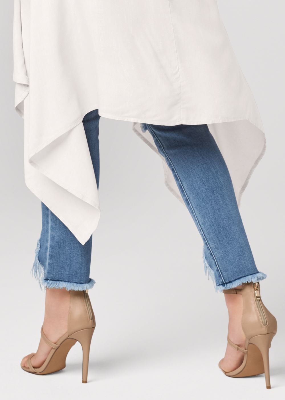 Venus White KNOT TWIST HIGH-LOW BLOUSE