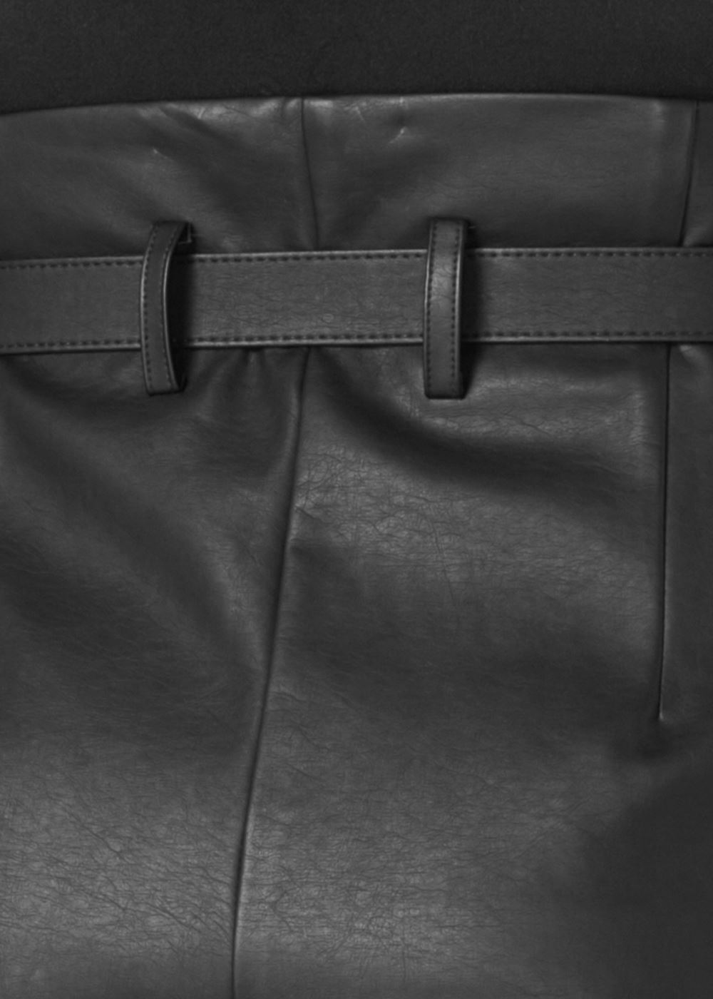 Venus Black Belted Faux-Leather Shorts