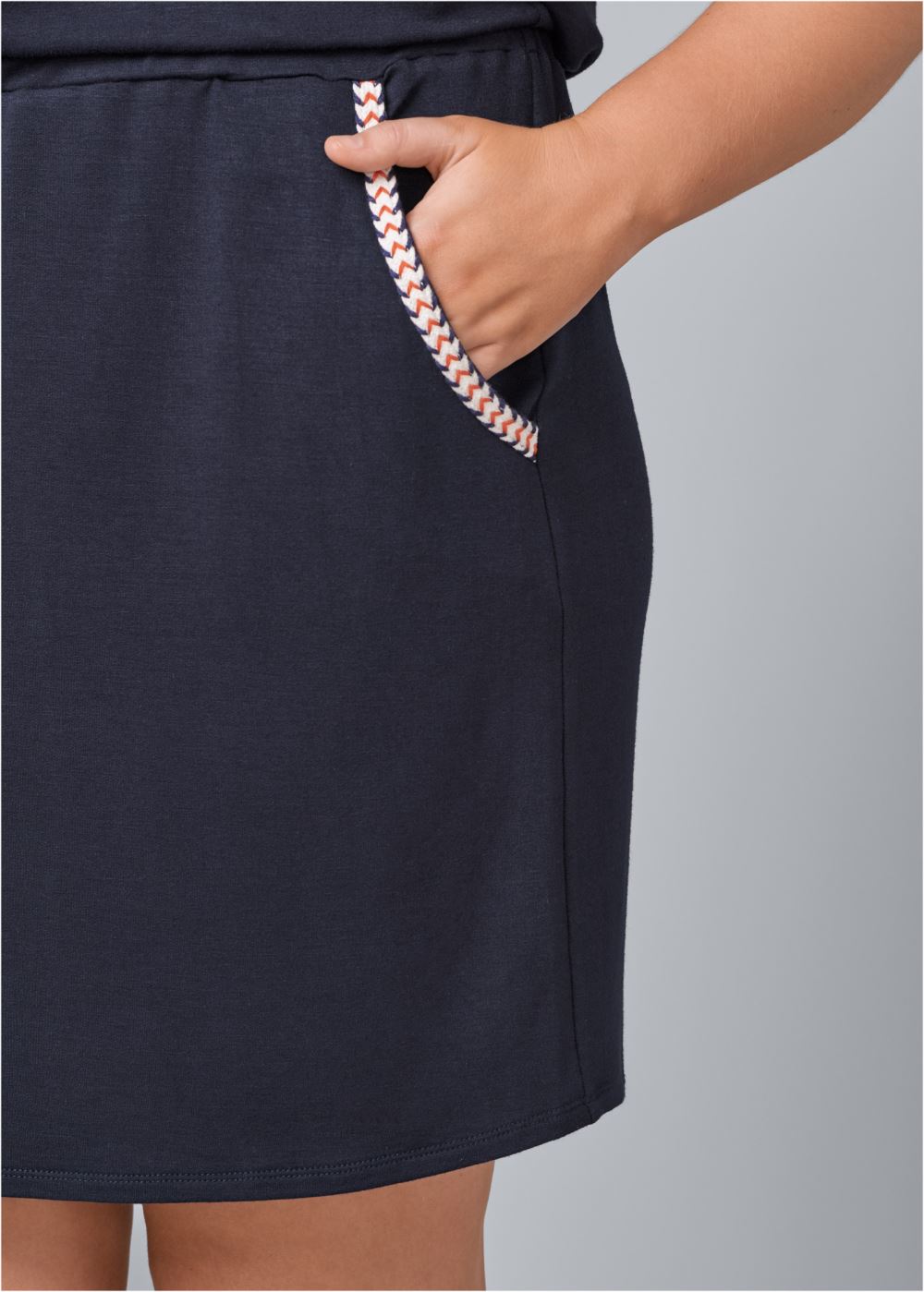 Venus Plus Size Zip-Front Lounge Dress in Navy