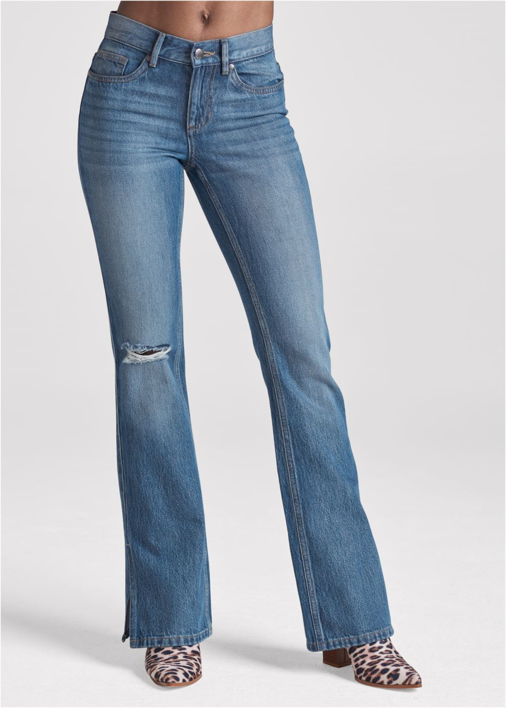 Venus Medium Wash New Vintage Split Hem Jeans