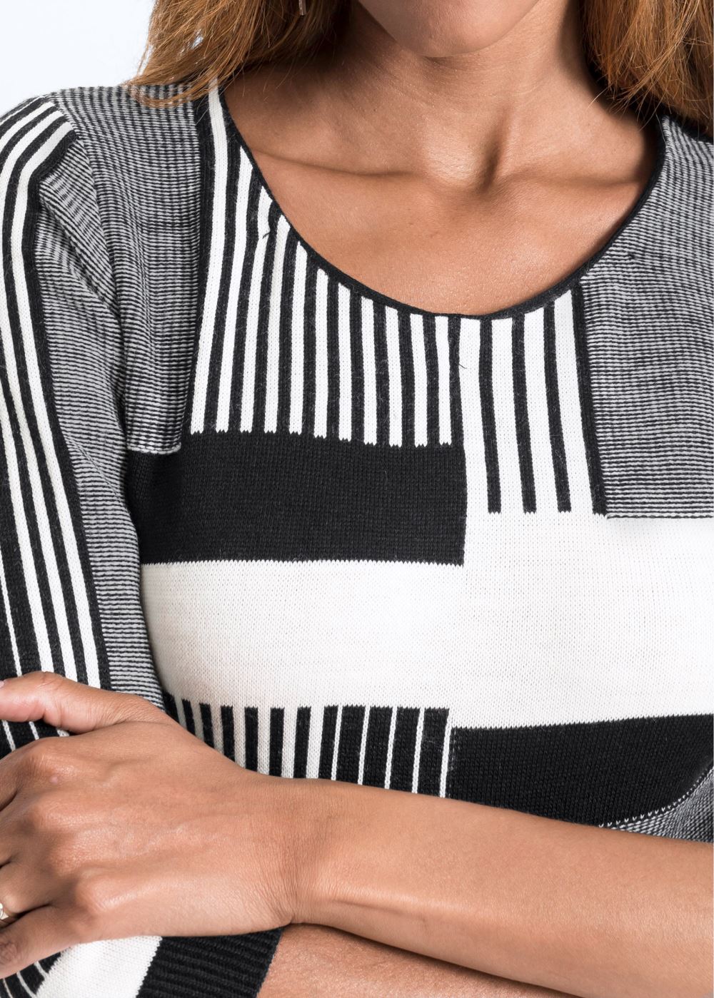 Venus Black & White COLOR BLOCK SWEATER DRESS