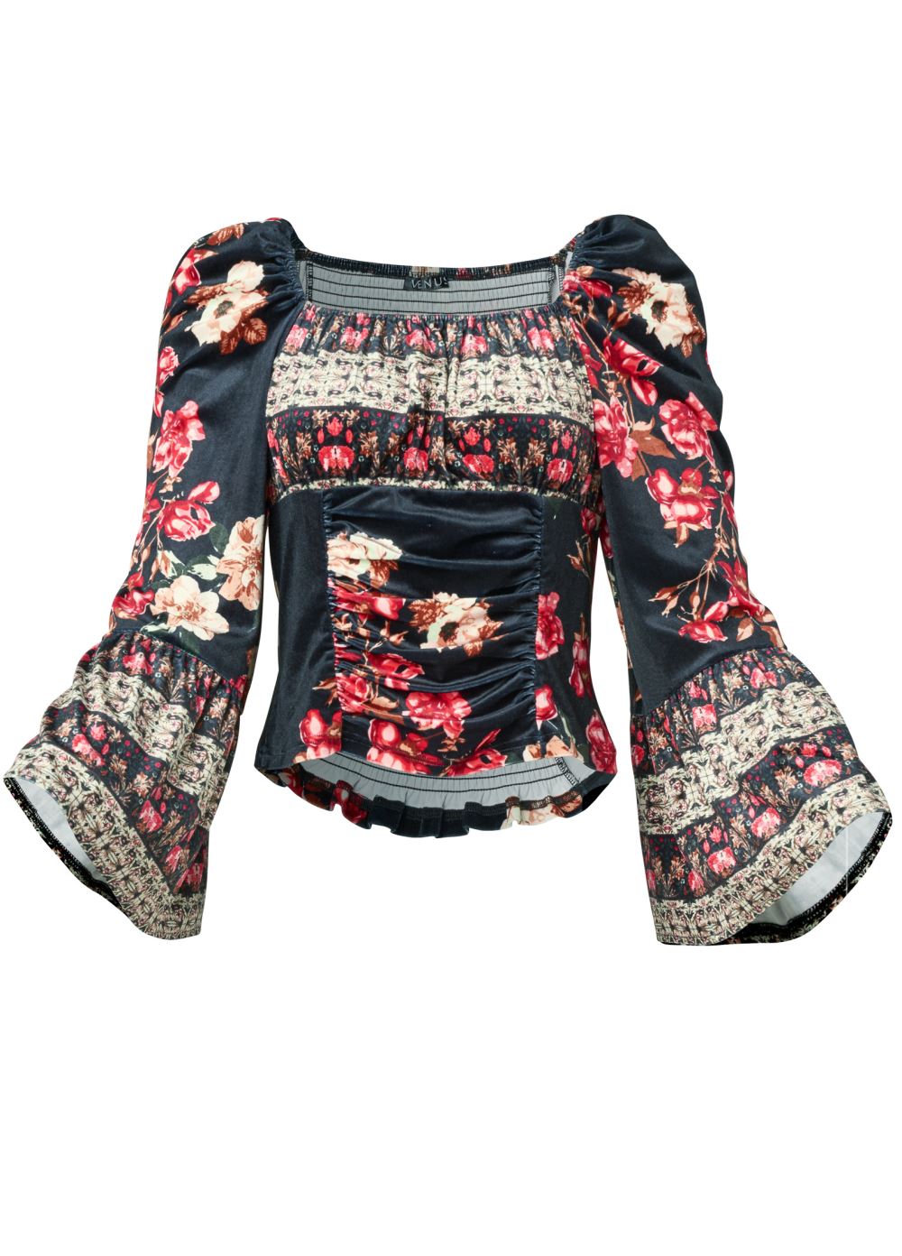 Venus Plus Size Velvet Floral Print Top