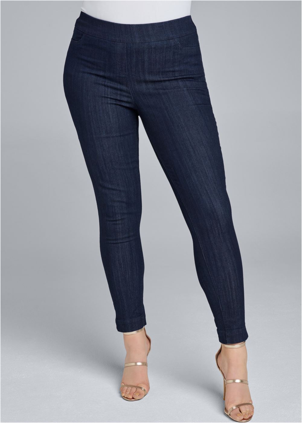 Venus Plus Size Mid-Rise Slimming Stretch Jeggings in Dark Wash