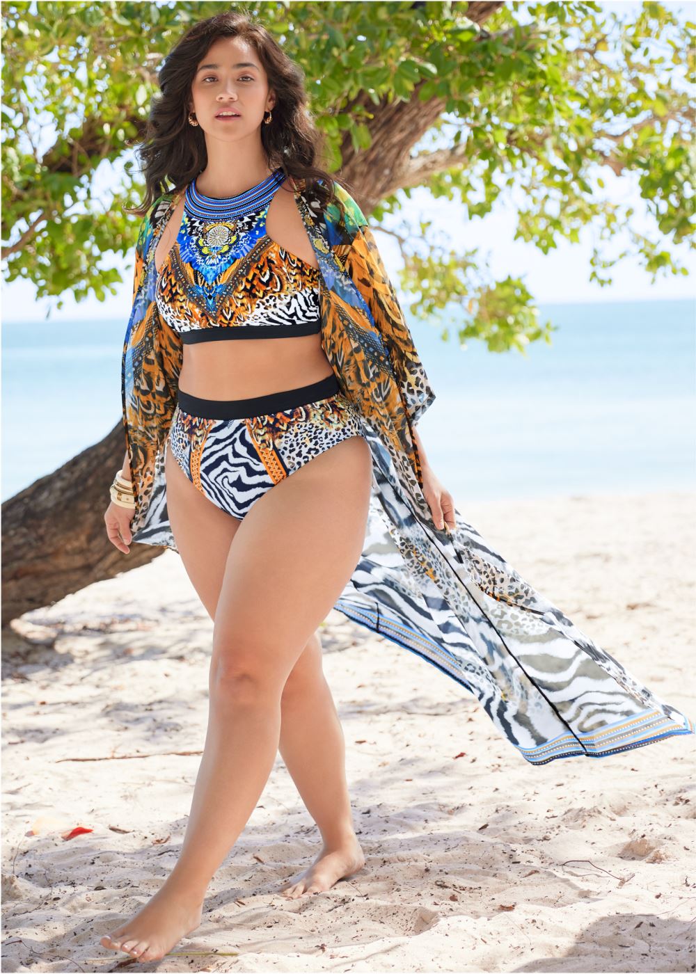Venus Plus Size Strappy Back Sport Top Bikini - Jungle Queen