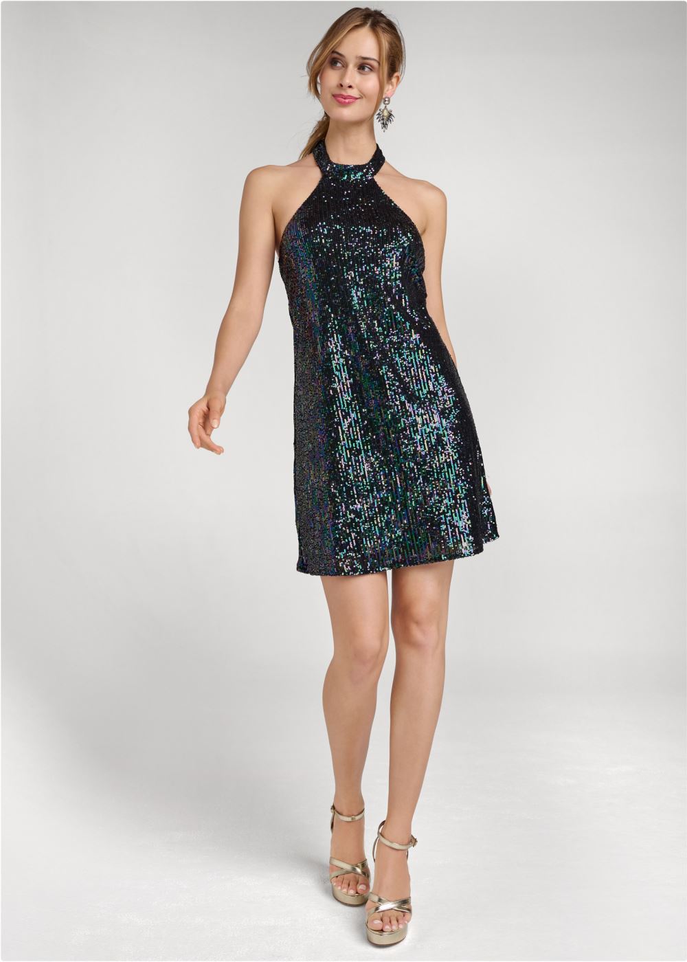 Venus Plus Size Sequin Halter Dress