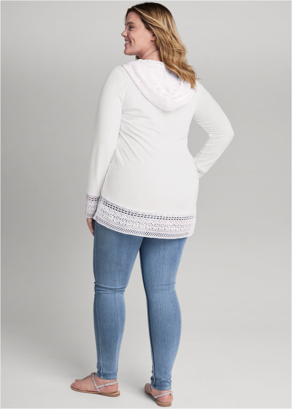 Venus Plus Size Crochet Trim Zipper Hoodie