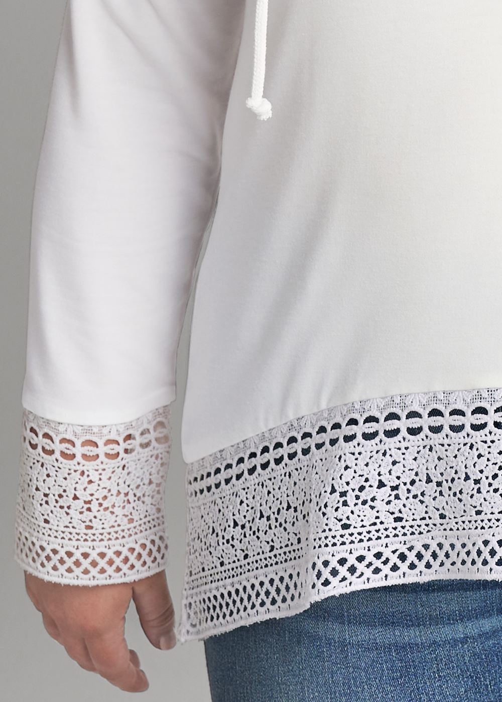 Venus Plus Size Crochet Trim Zipper Hoodie