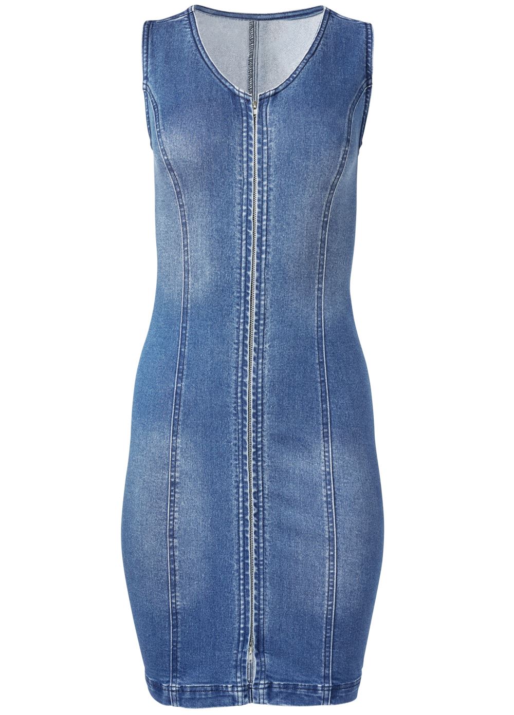Venus Plus Size Zip Detail Denim Dress