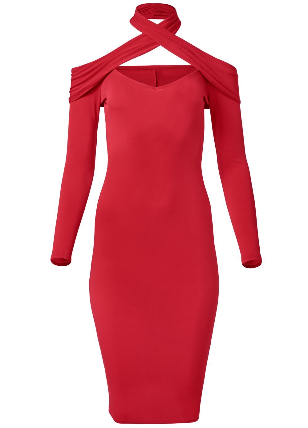 Venus Plus Size Cross-Neck Bodycon Dress
