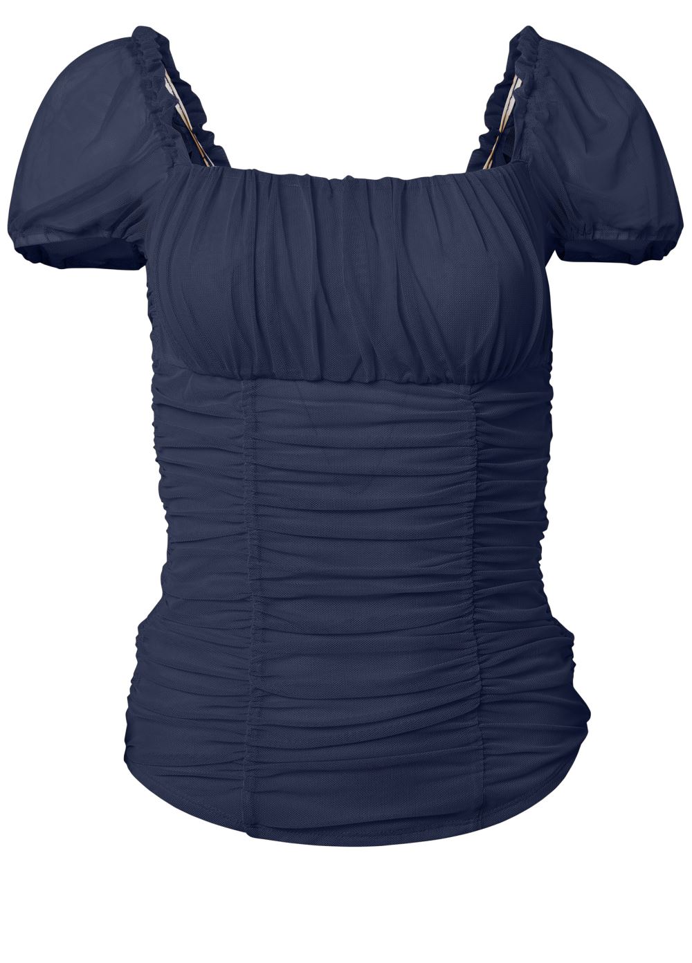 Venus Plus Size Ruched Mesh Short Sleeve Top