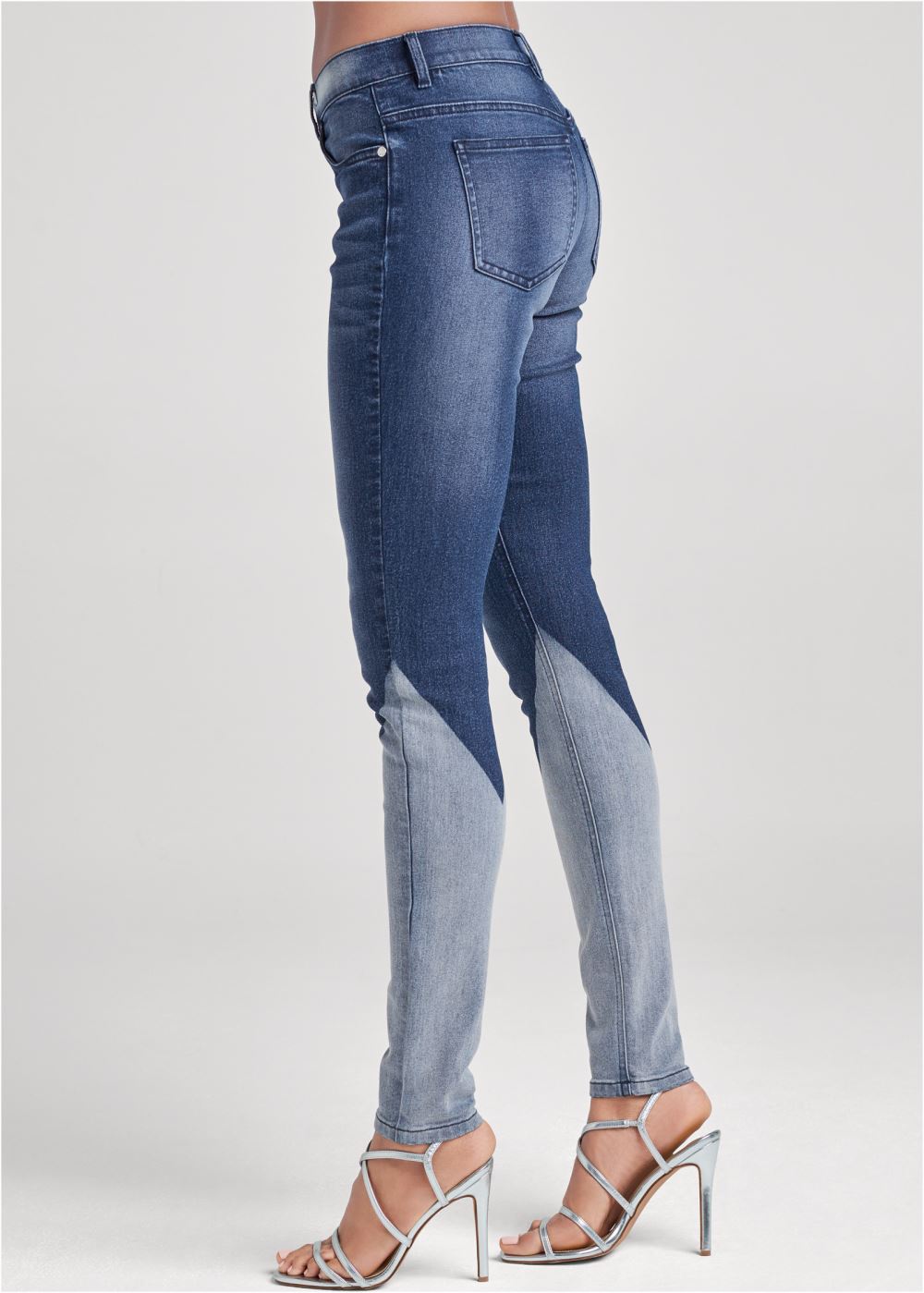 Venus Plus Size Laser Print Skinny Jeans in Denim Blue