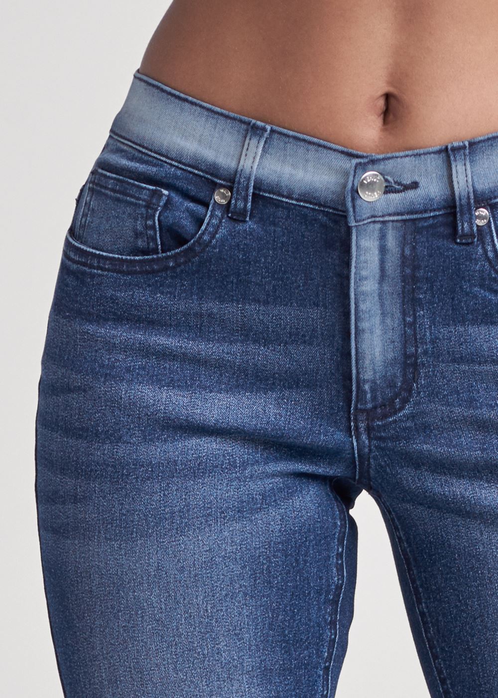 Venus Plus Size Laser Print Skinny Jeans in Denim Blue