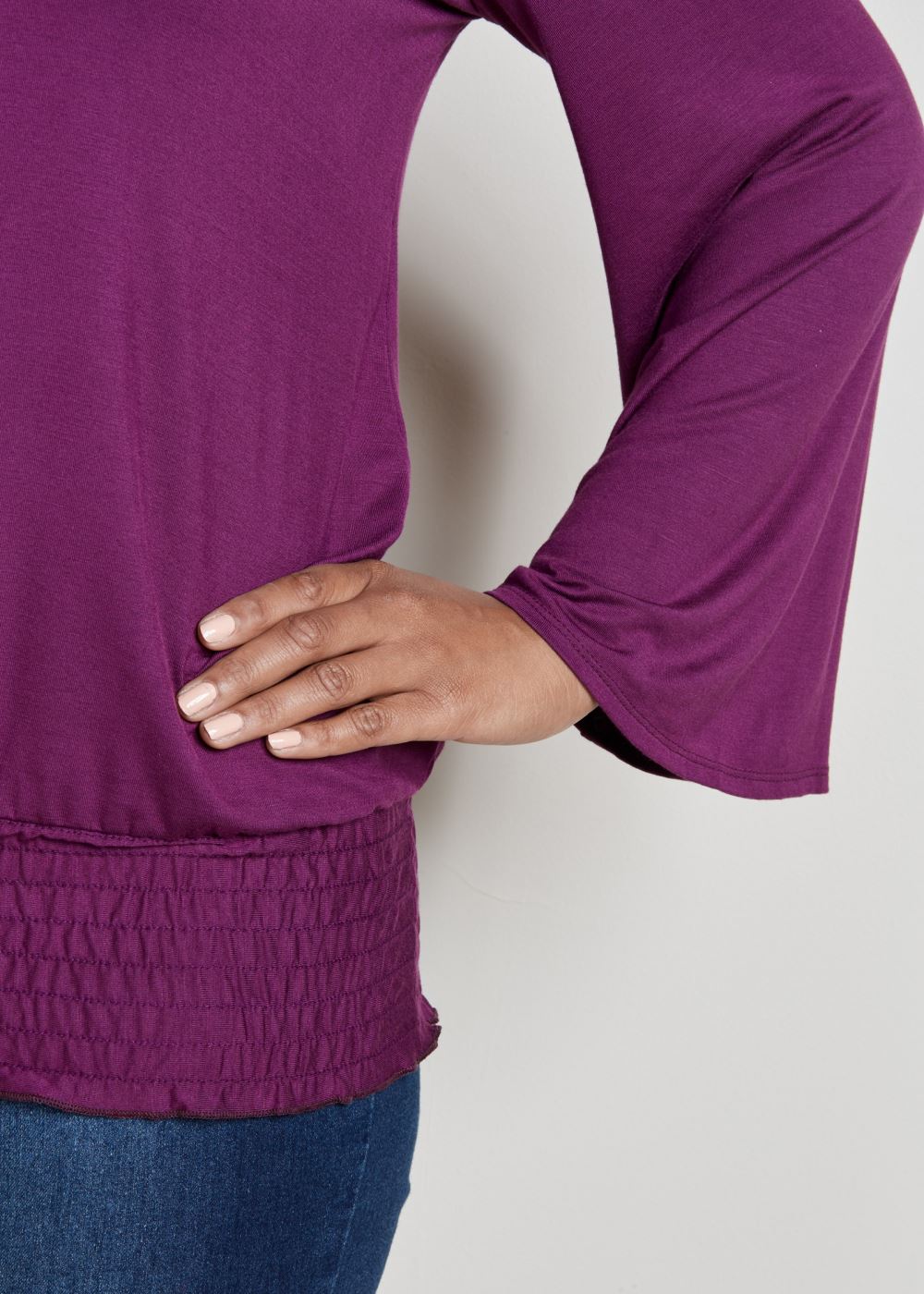 Venus Dark Purple Cold-shoulder blouson top