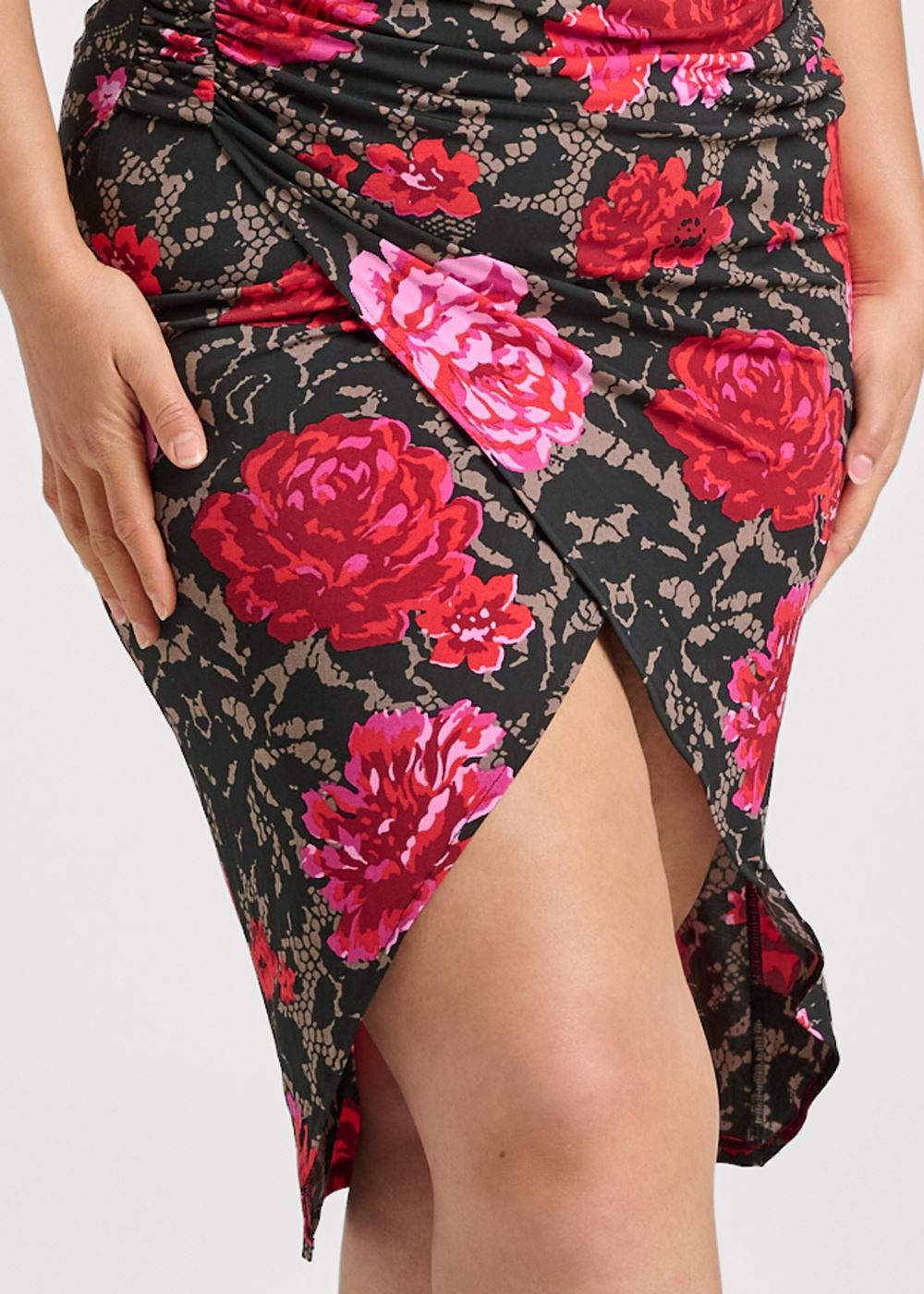 Venus Plus Size Ruched Bodycon Midi Dress