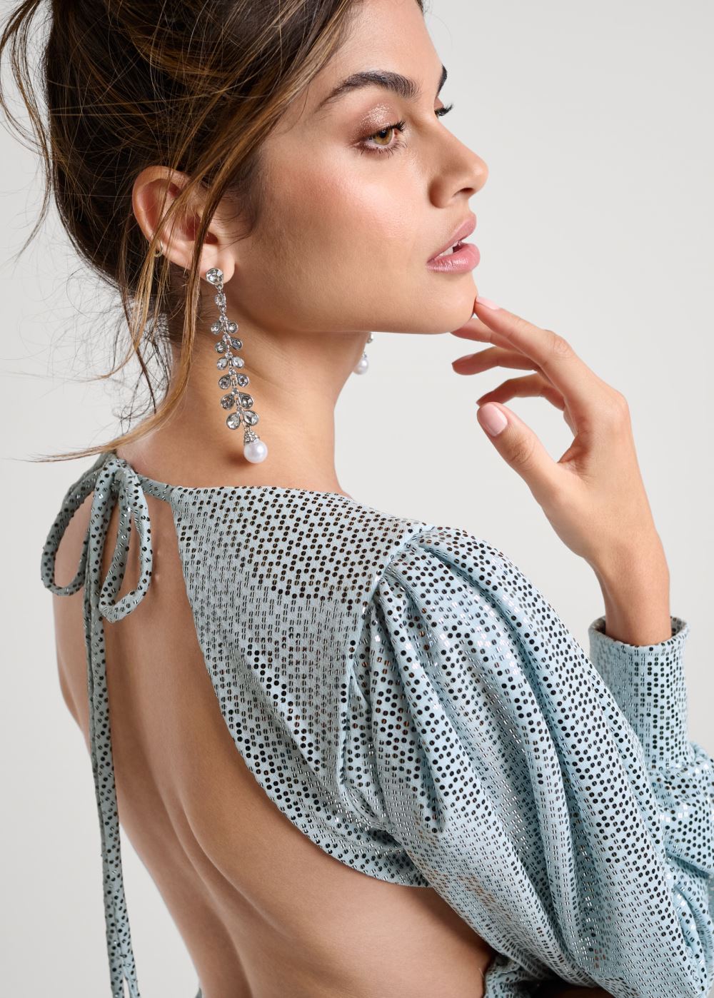Venus Blue Metallic OPEN-BACK SHIMMER DRESS