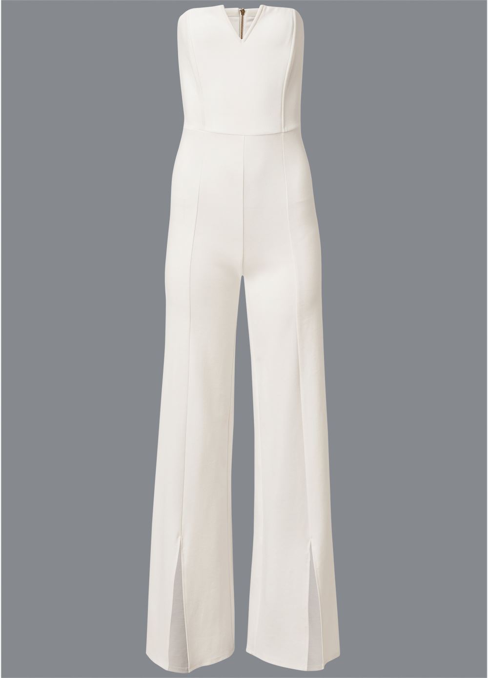 Venus Plus Size Front Slit Jumpsuit in Off White