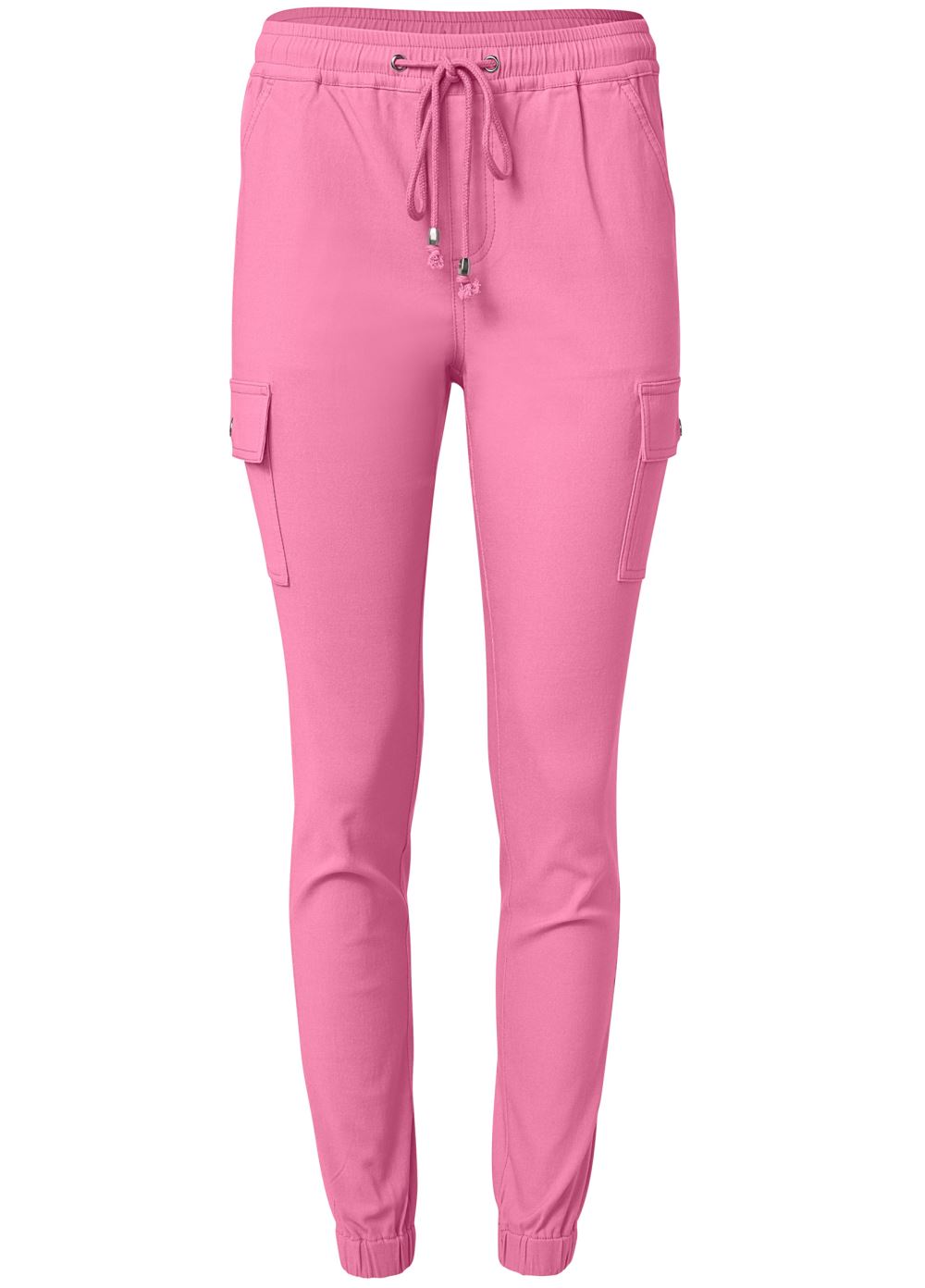 Venus Plus Size Casual Pull-On Cargo Pants in Pink