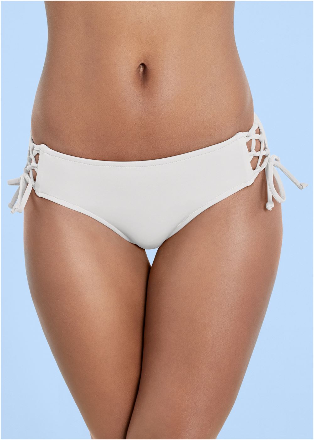 Venus Lattice Side Bottom Bikini - Pearl White