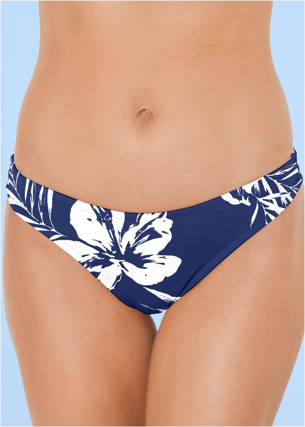 Venus Classic Scoop Front Bottom  Bikini - Navy Blue Hibiscus