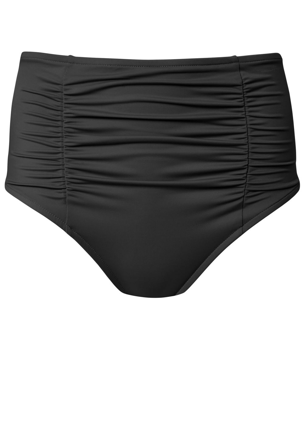 Venus Shirred High-Waist Bottom Bikini - Black Beauty